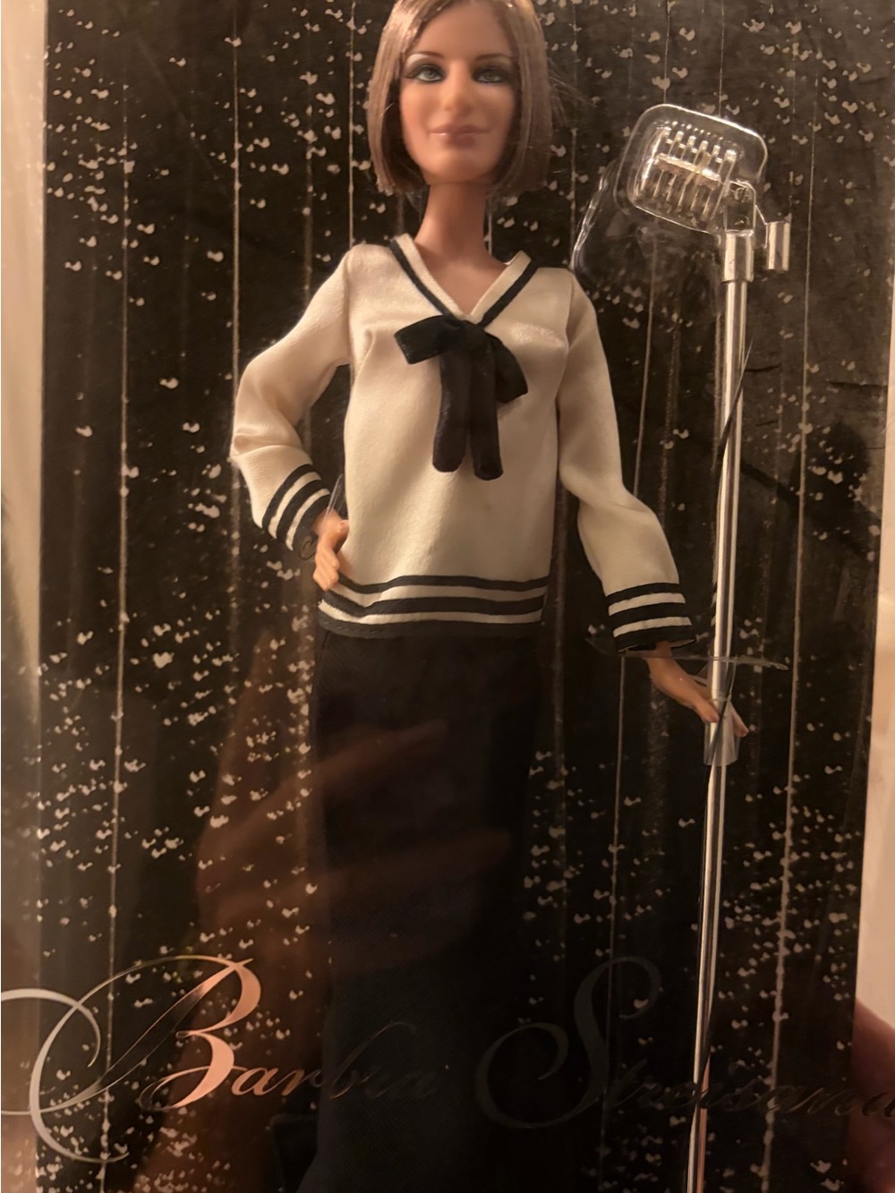 Barbara Streisand Barbie Cream and Black Sailor-Style Pencil Skirt Set